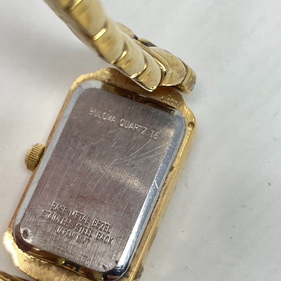 Vintage Bulova Tank Watch Women 14mm Gold Tone 97P77 New Battery TINY 5.5" 1996 - Picture 13 of 16